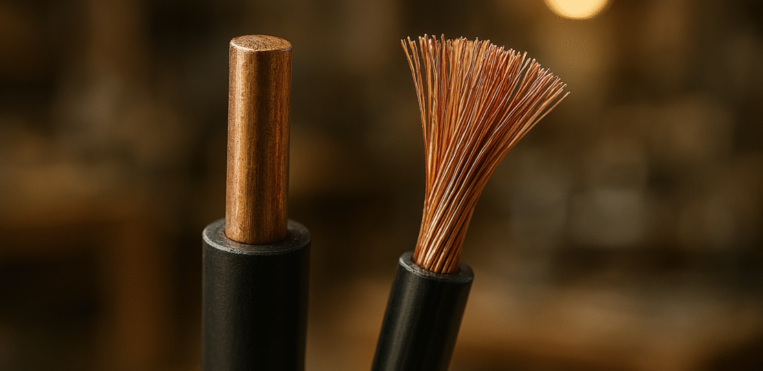 Gere uma imagem com 2 tipos de fios um rígido e um